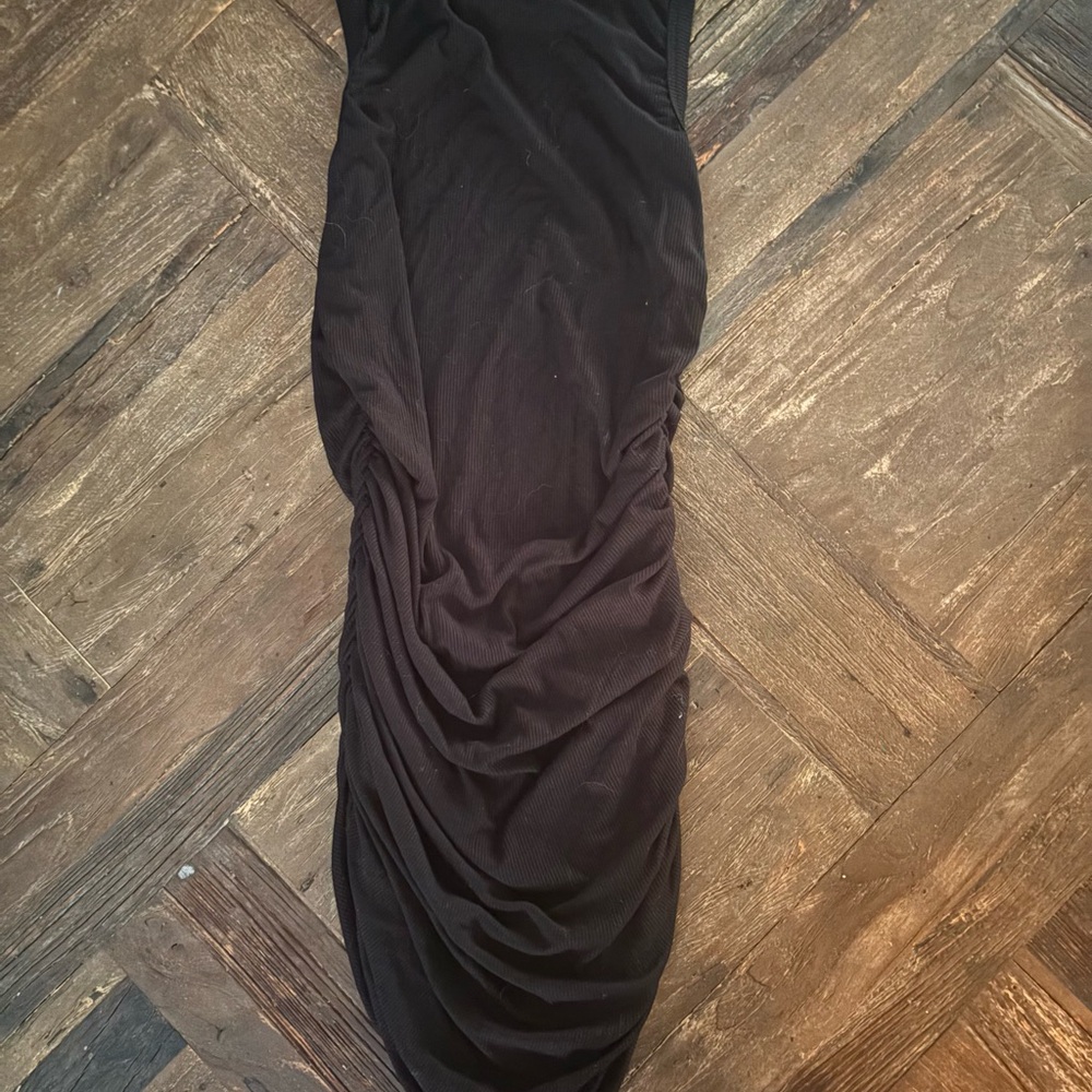 Black Ruched Women's Dress - Classic Evening Look